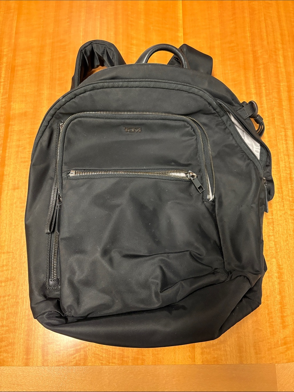 Tumi Black Nylon Backpack with Front Zip Pocket
